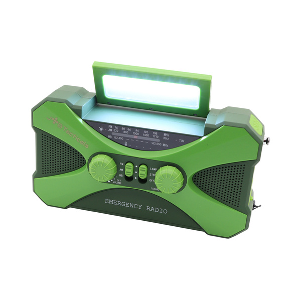 Radio Awaryjne Solarne z Latarką, Lampką LED, SOS i Powerbankiem JB Tacticals Zielone (JB-03)