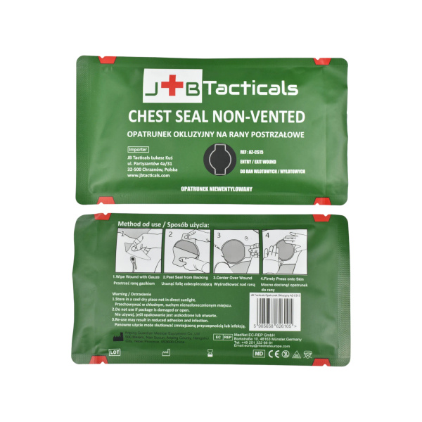 Opatrunek Okluzyjny Na Rany Klatki Piersiowej Chest Seal Non-Vented AZ-CS15 JB Tacticals 