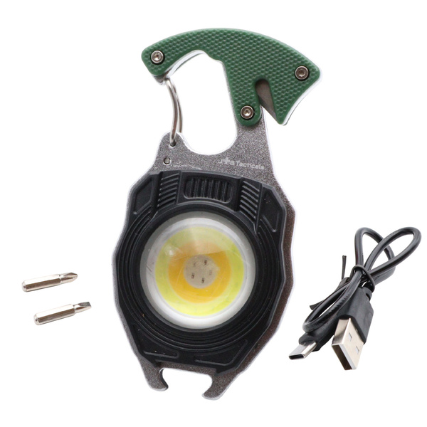 Lampka EDC COB z Pojedynczym Karabińczykiem 8w1 JB Tacticals Olive