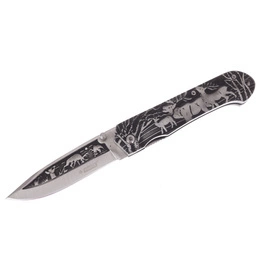 Nóż Składany Grawer N315 + Etui Kandar Szary