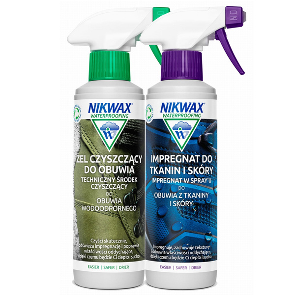 Zestaw Żel Czyszczący Do Obuwia + Impregnat Do Tkanin I Skóry Spray Nikwax 2x 300 ml