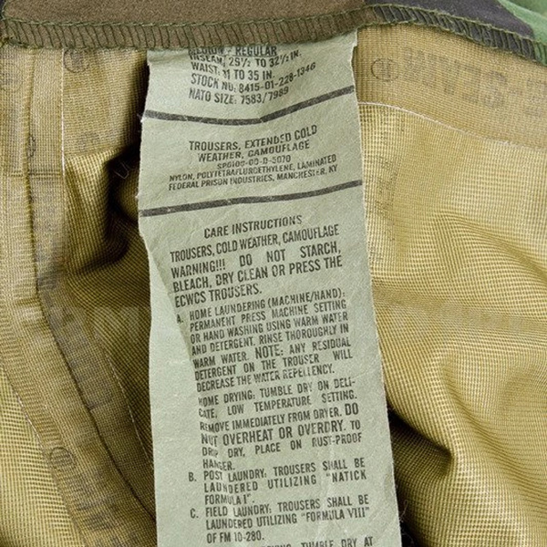 Waterproof Trousers ECWCS Gore-Tex US Army Woodland Original Used