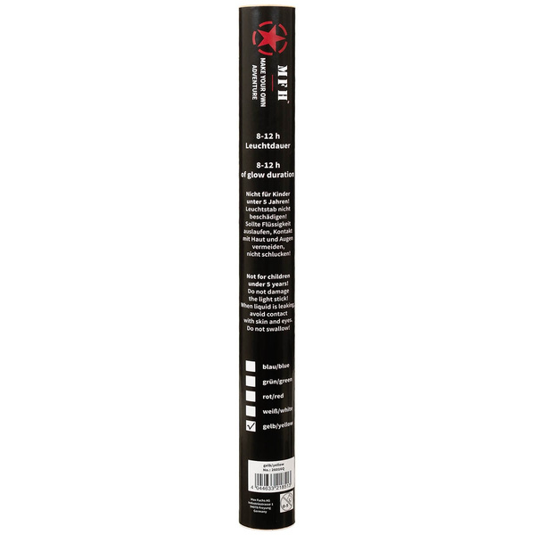 Światło Chemiczne 35 x 2.5 cm MFH Żółte 12h (26016Q)