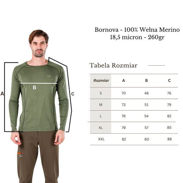 Koszulka Z Długim Rękawem Remus 100% Wełna Merino Woolona Zielona