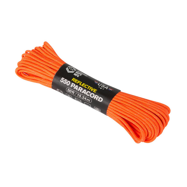 Paracord 550 Reflective (50ft) Atwood Rope MFG Neon Orange (CD-PR5-NL-0P )