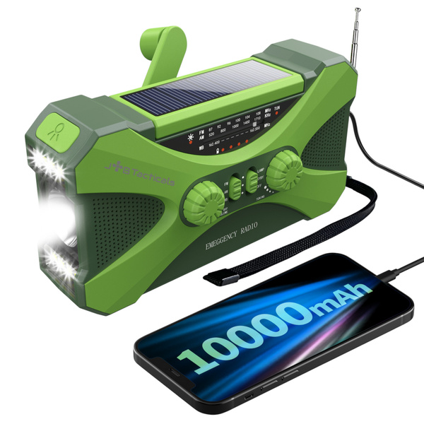 Radio Awaryjne Solarne z Latarką, Lampką LED, SOS i Powerbankiem JB Tacticals Zielone (JB-03)