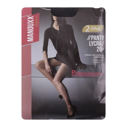 Rajstopy Damskie Wojskowe Manouxx Lycra 20 DEN Londra (Czarne) - 2 Pack - Nowe