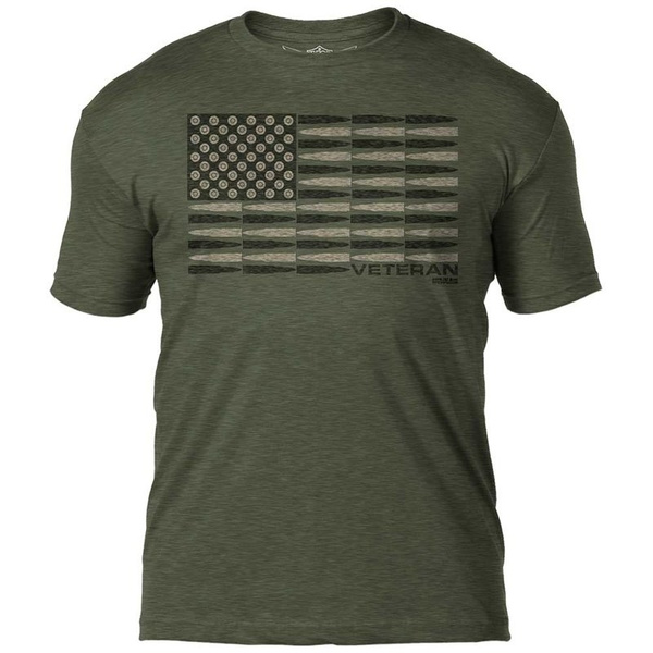 T-shirt Veteran 'Bullet Flag' 7.62 Design Olive (BAT-750HMGN)