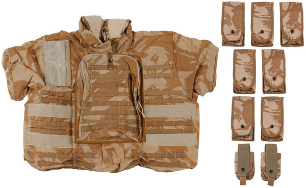 Kamizelka Taktyczna Modułowa GB Cover Body Armor "KESTREL" + 9 Ładownic DPM Desert Oryginał Nowa