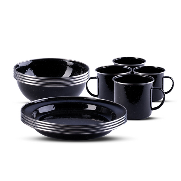 Zestaw Naczyń Turystycznych 12 Elementów Western Mil-tec Czarny (14678002)