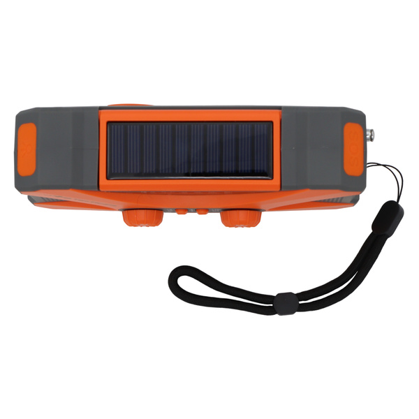 Radio Awaryjne Solarne z Latarką, Lampką LED, SOS i Powerbankiem JB Tacticals Pomarańczowe (JB-03)