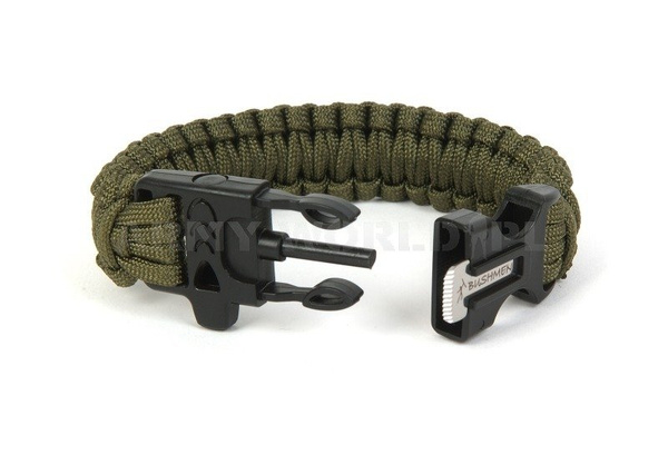  Paracord Bracelet With A Firestarter And A Whistle Bushmen Olive New