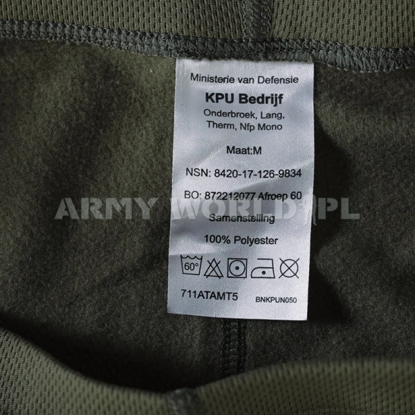 Kalesony Termoaktywne  Wojskowe Holenderskie KPU Olive Oryginał Demobil BDB