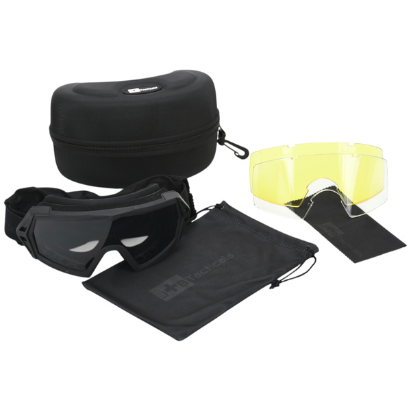 Gogle Taktyczne ANTIFOG UV + 3 Szybki JB Tacticals Czarne (JB-GLS-0002)