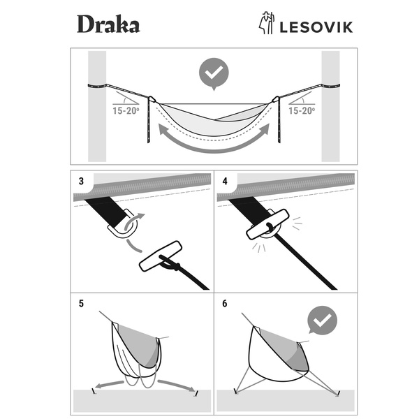 Hamak DRAKA Lesovik 25 + System Zawieszenia SNEKA Burgundy Ron