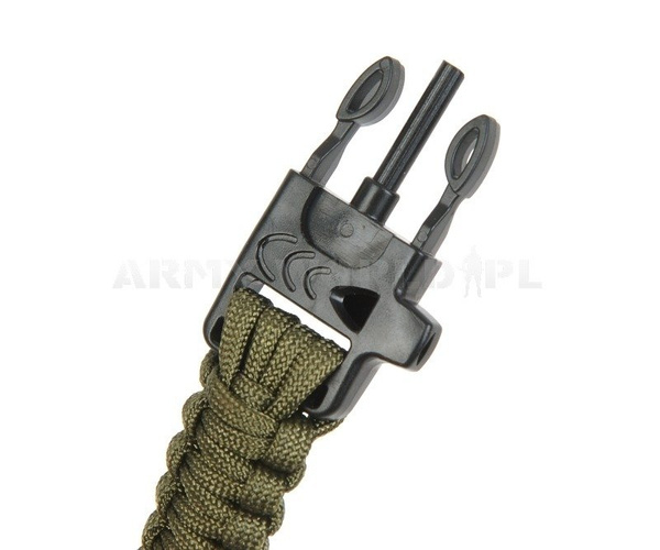 Bransoleta Paracord Z Krzesiwem I Gwizdkiem Bushmen Olive (BU BRCA 3)