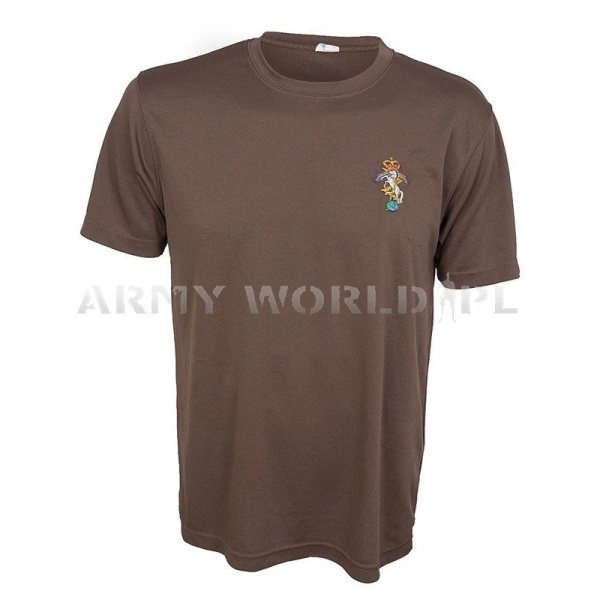 T-shirt Termoaktywny Brytyjski Coolmax Z Naszywką Brąz Oryginał Demobil DB