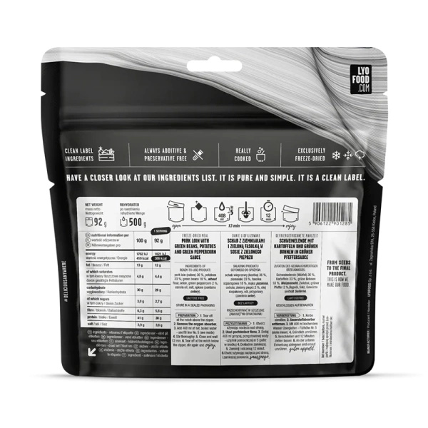 Liofilizowany Schab W Zielonym Pieprzu LYOFOOD 500 g 