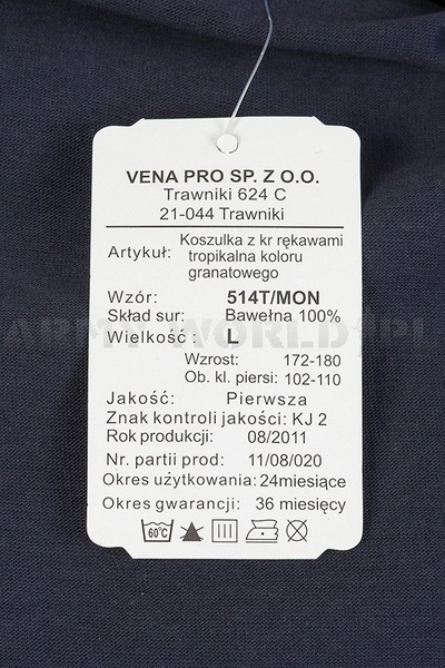 Bielizna Wojskowa Tropikalna T-shirt 514T/MON + Spodenki 515T/MON Oryginał Granat Nowa