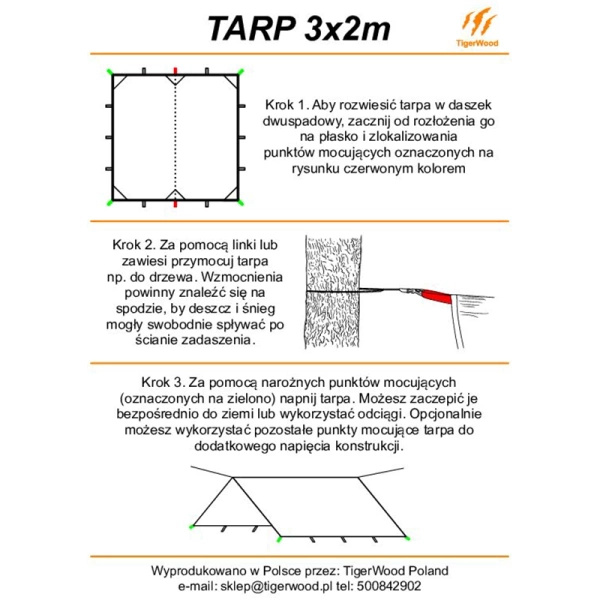 Tarp T2 3×2 m TigerWood Khaki / Czarny