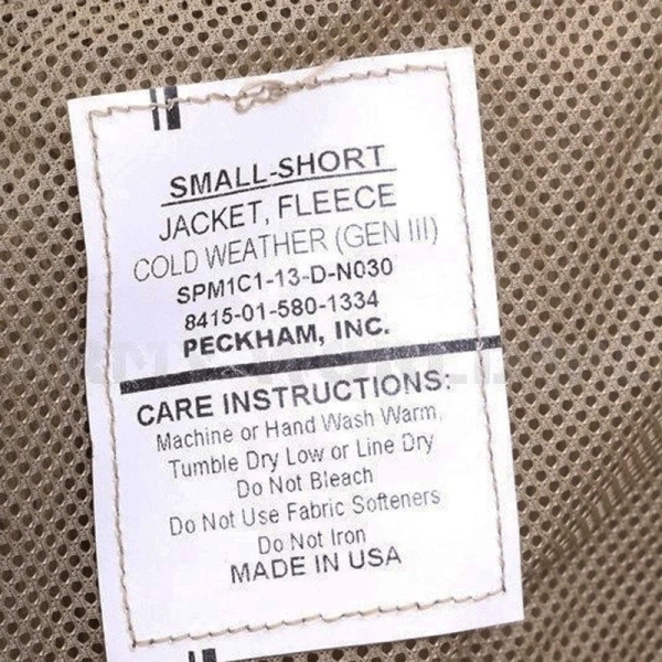 Military Fleece Jacket US Army Cold Weather Polartec Generation III Genuine Military Surplus Used