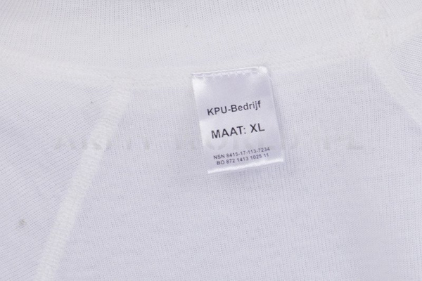 Podkoszulek Trudnopalny Wojskowy Holenderski KPU Biały Oryginalny Nowy