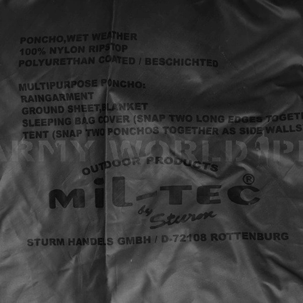 Peleryna Przeciwdeszczowa / Poncho Ripstop Mil-tec Czarne (10630002)