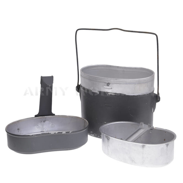 Menażka Wojskowa 3-częściowa NVA DDR Szara Oryginał Demobil DB