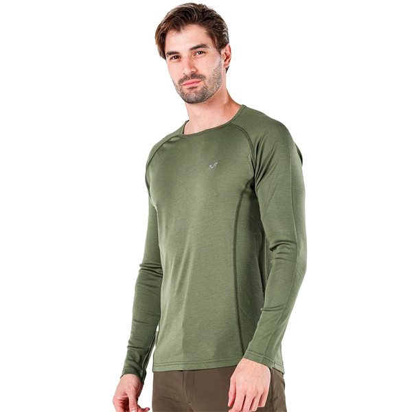 Koszulka Z Długim Rękawem Remus 100% Wełna Merino Woolona Zielona