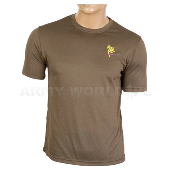 T-shirt Termoaktywny Coolmax Z Naszywką Brązowy Oryginał Demobil