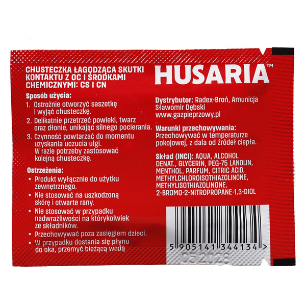 Chusteczka Dekontaminacyjna Husaria Neutralizująca Gaz Pieprzowy