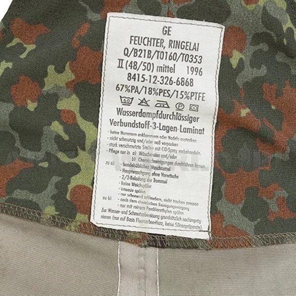 Komplet Gore-Tex Przeciwdeszczowy Wojskowy Bundeswehr Flecktarn Oryginał Demobil DB