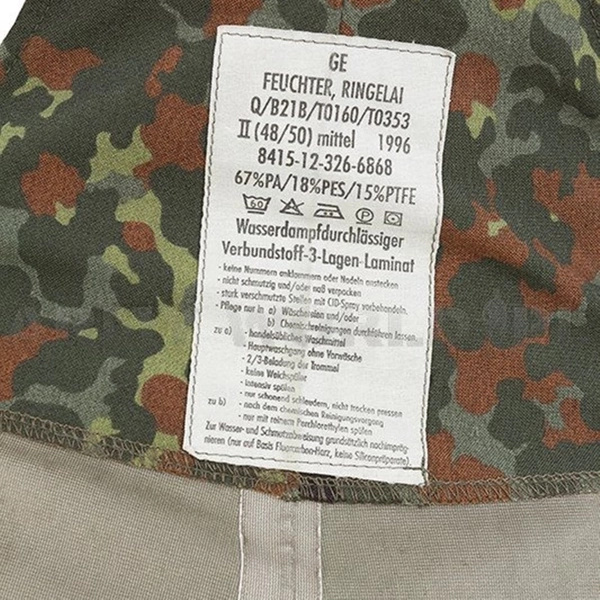 Spodnie Przeciwdeszczowe Gore-tex Bundeswehr Na Szelkach Flecktarn Oryginał Demobil II Gatunek