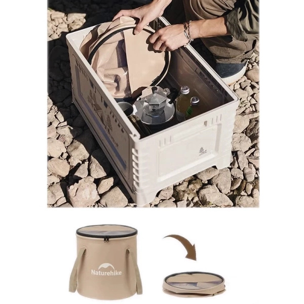 Wiadro Składane Z Pokrywą 10 Litrów Naturehike Khaki (CNK2350CF010)
